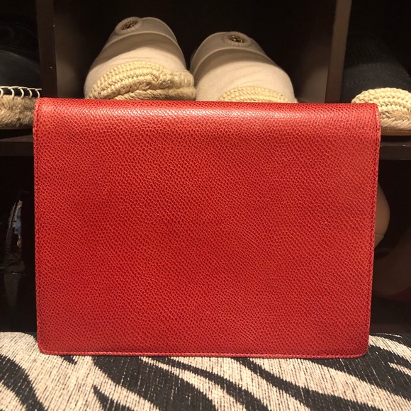 Authentic Yves Saint Laurent YSL red orange clutch - Picture 2 of 8